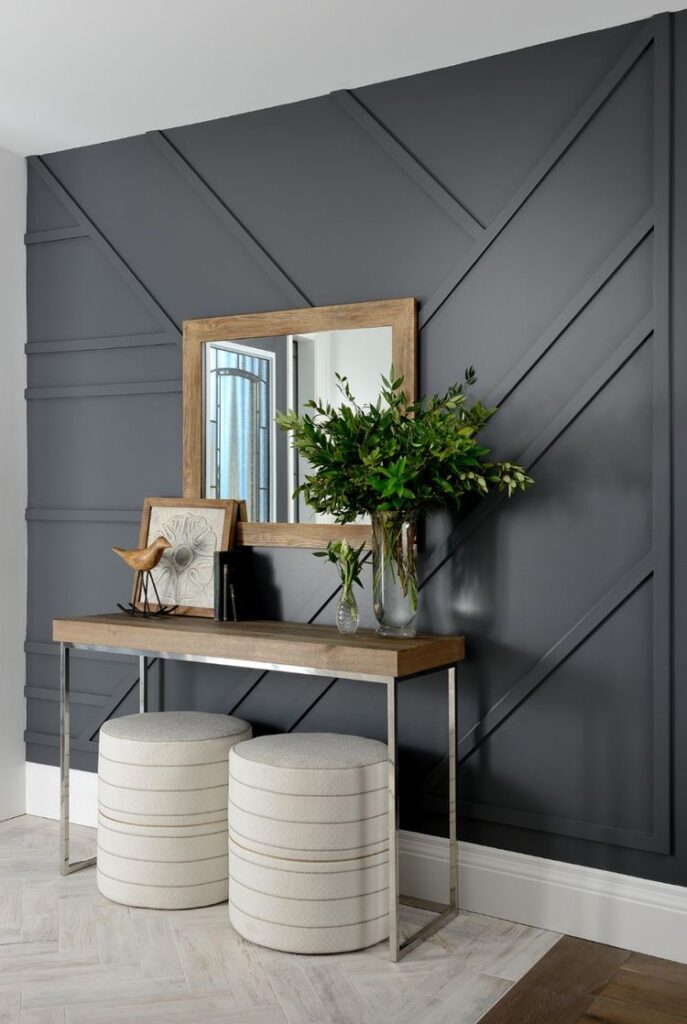 Geometric Wood Trim Wall Accent Idea