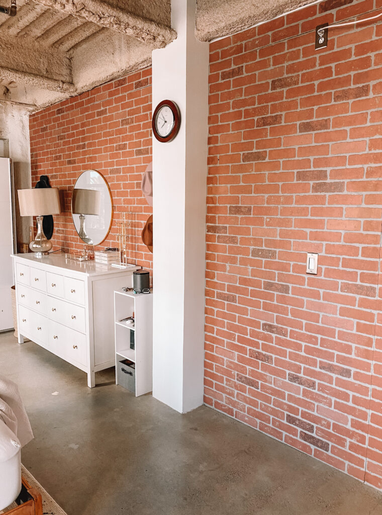 textured faux brick wall DIY