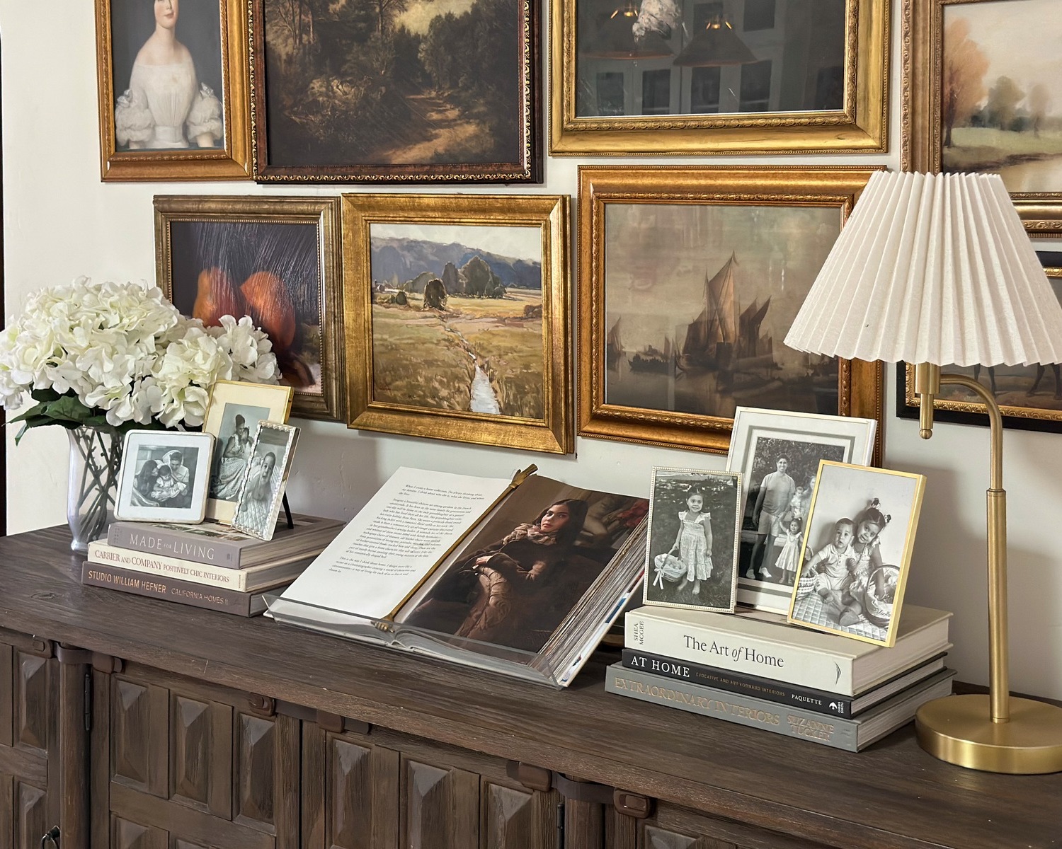 how to style a sideboard table nancy meyers aesthetic